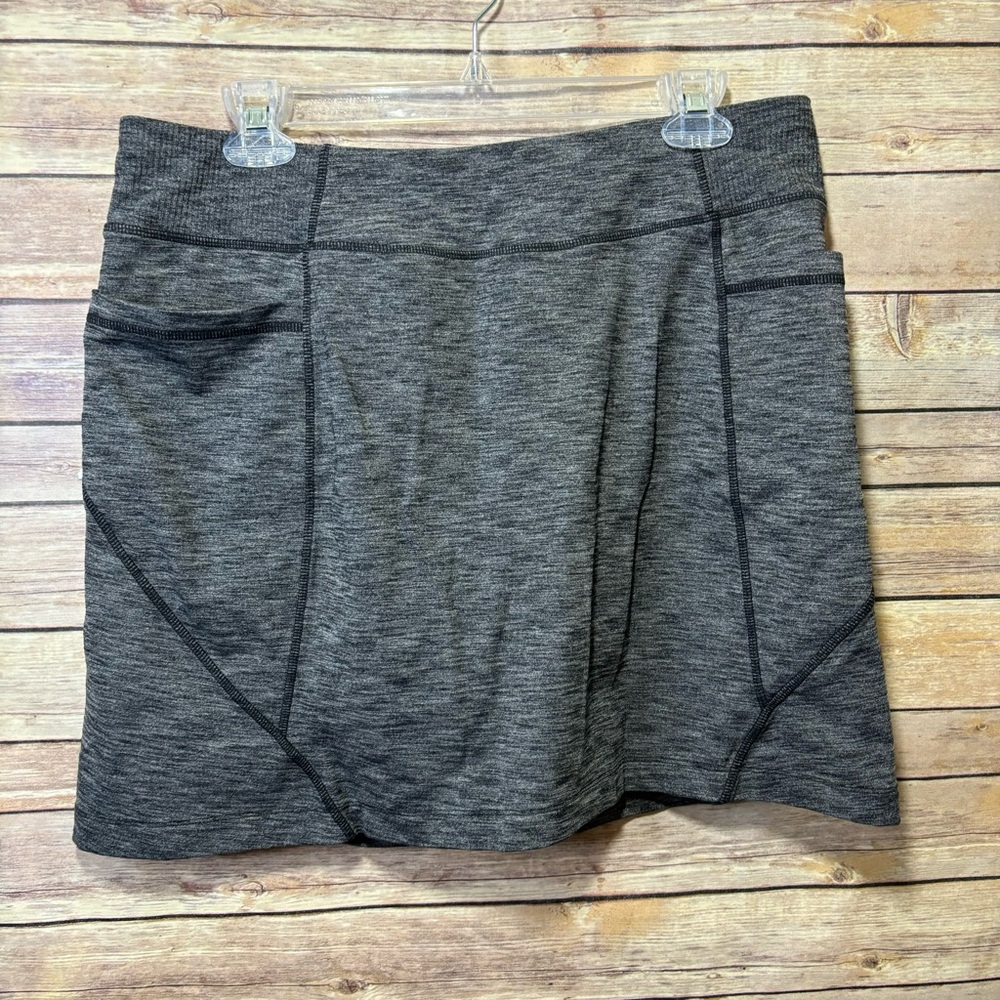 Athleta Charcoal Grey and Black Excursion Skirt Large F2 - Picture 2 of 6